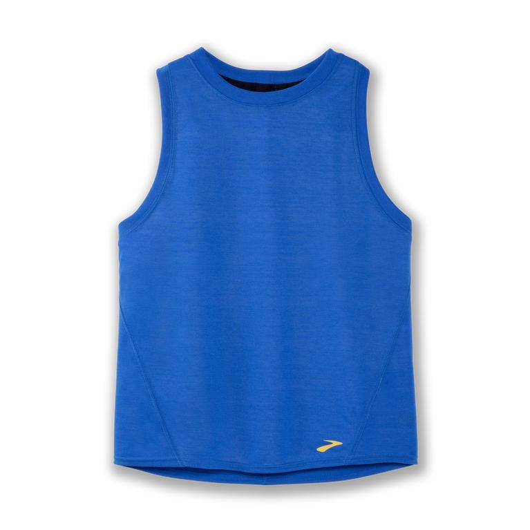 Brooks Women's DISTANCE Running Tank Top - Blue Bolt - Canada (SLJMF-9324)